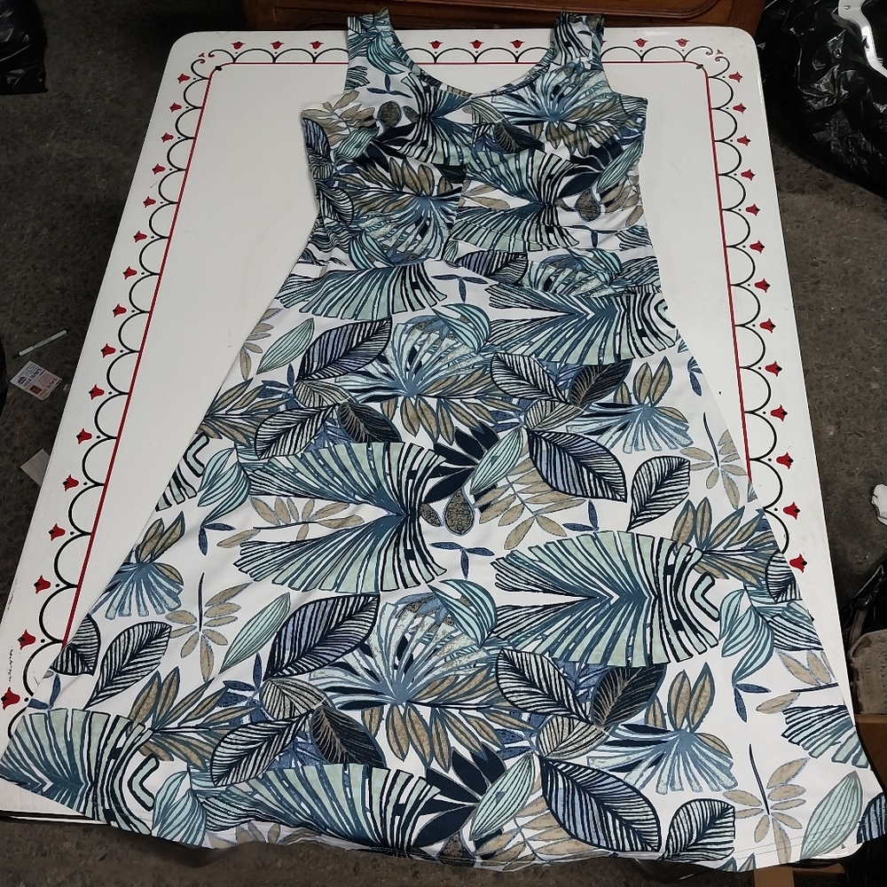 Miss Alliage Floral Sleeveless Dress - Blue and White